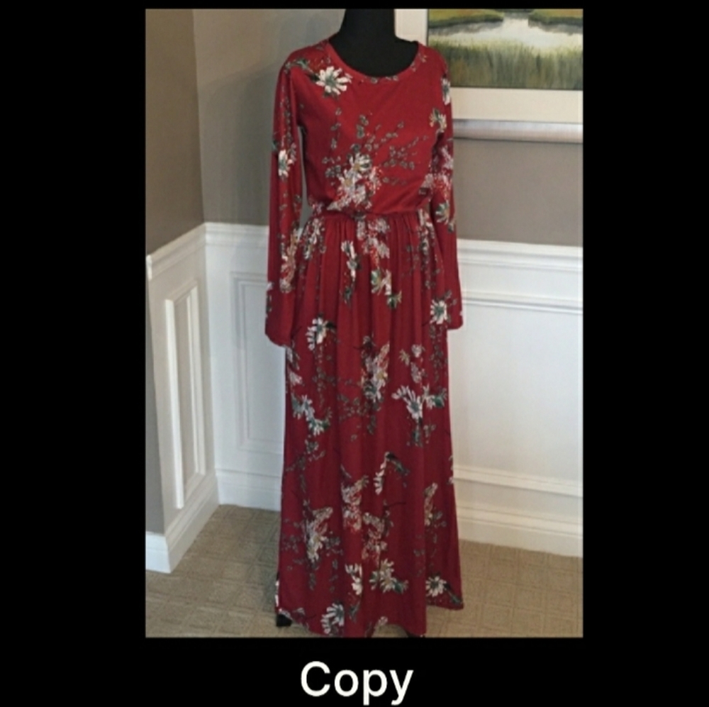 Long Sleeved Floral Maxi Dress - Size S/M